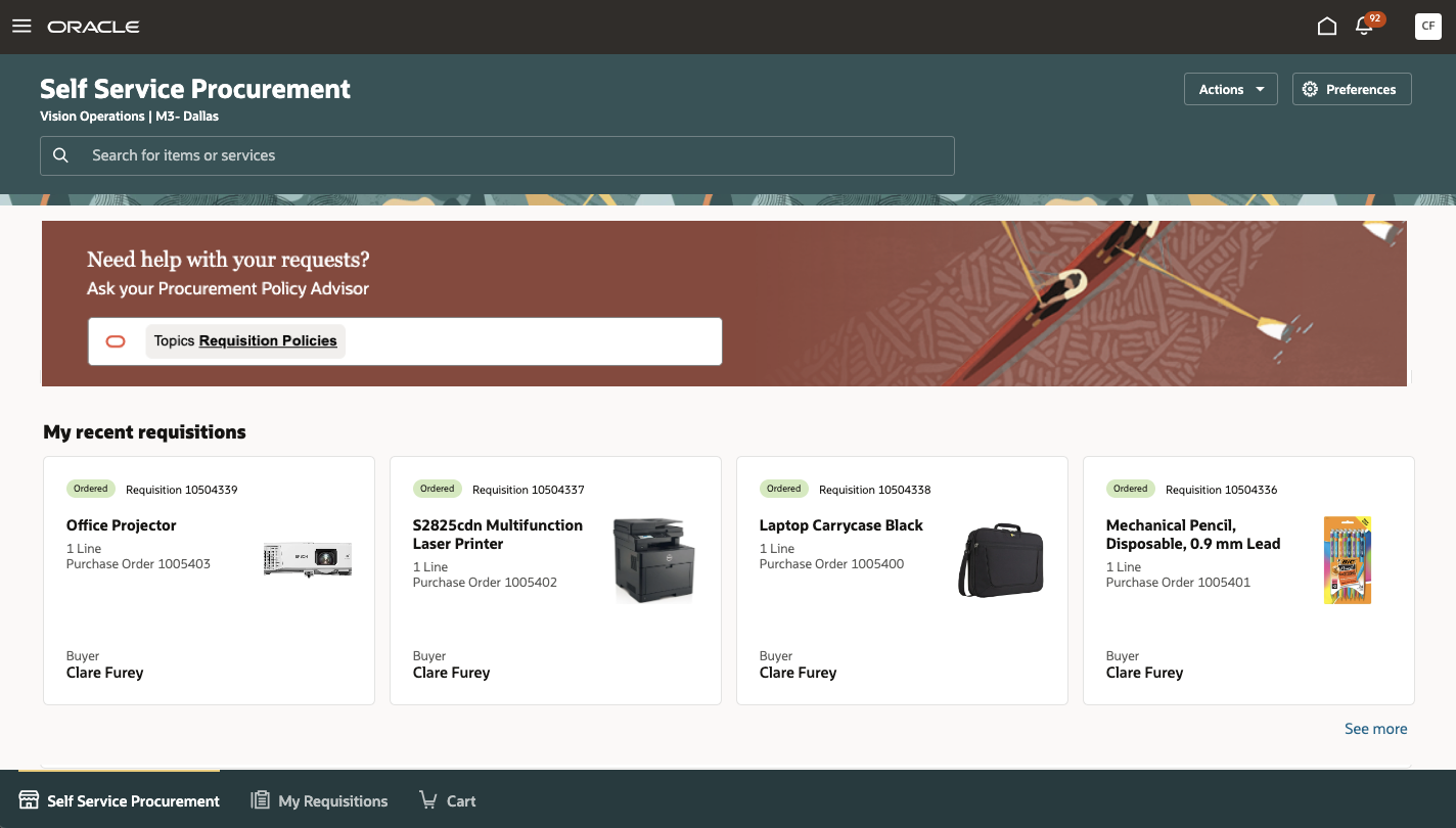 Displays the configured Procurement Policy Advisor agent