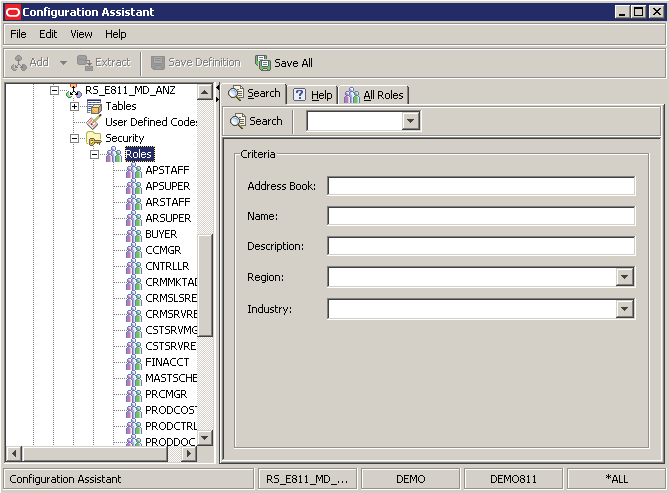 Configuration Assistant - Roles node.