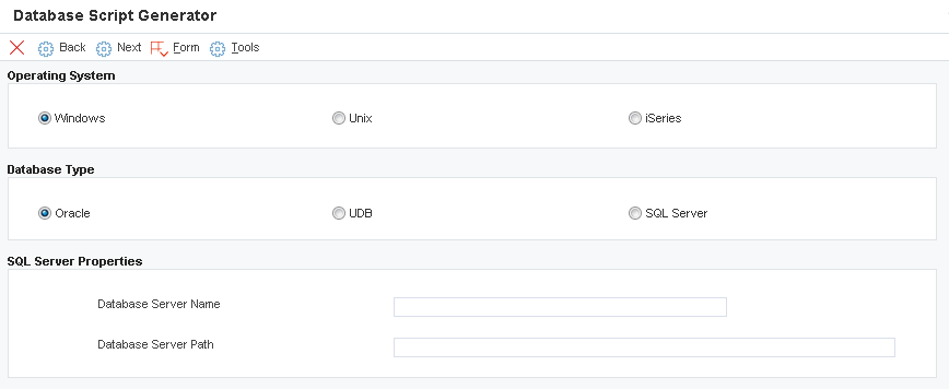 Data Script Generator form.