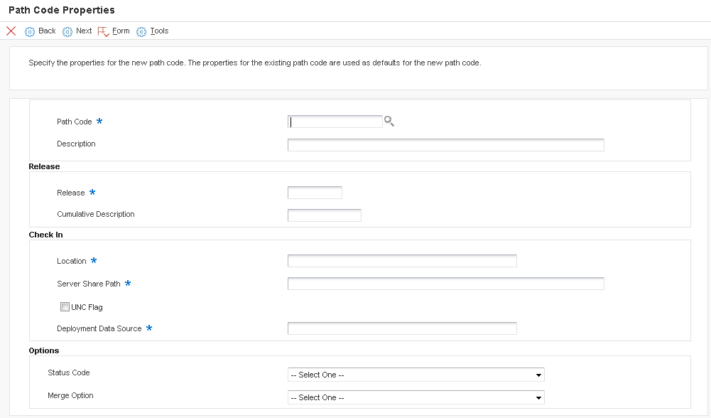 Path Code Properties form.