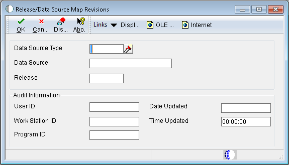 Release/Data Source Map Revisions form.