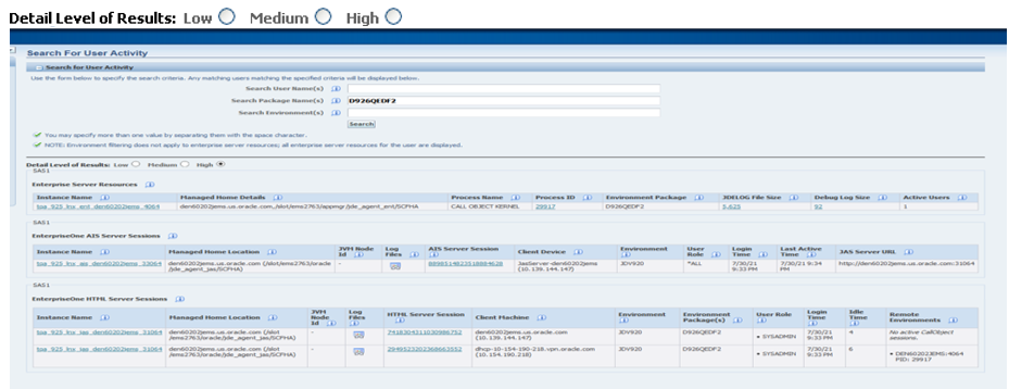 Search for User Activity