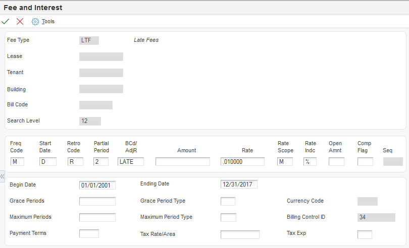 Fee and Interest form