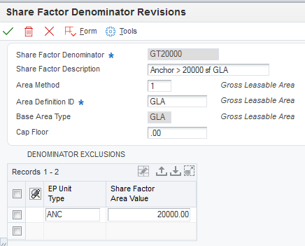Share Factor Denominator Revisions form