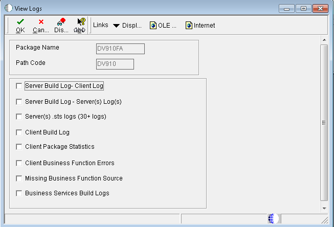 View Logs form.