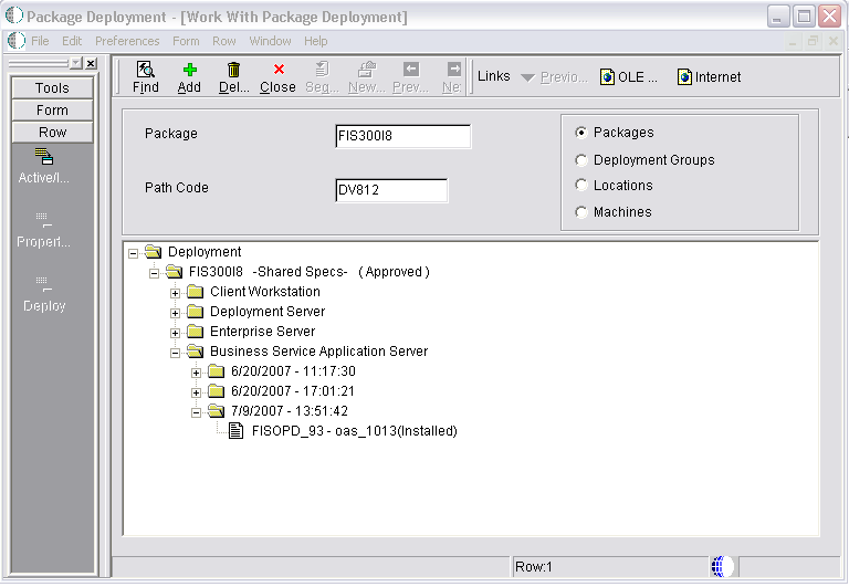 Work with Package Deployment form.