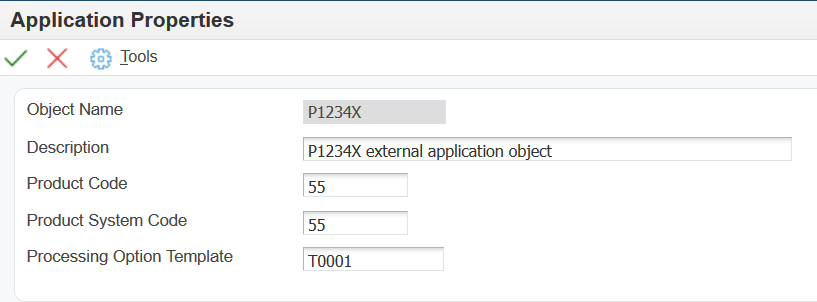 Processing option template
