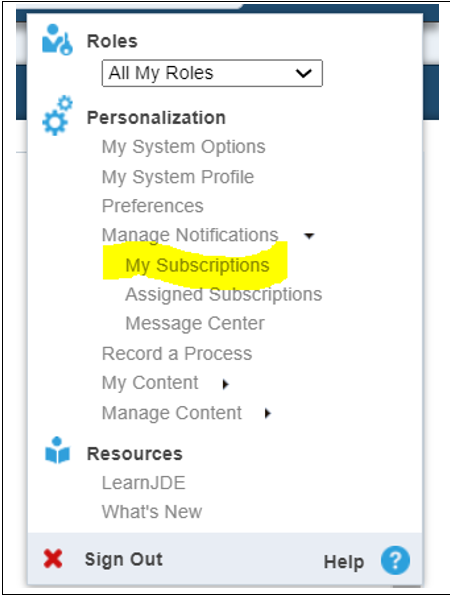 My
                        Subscriptions Option