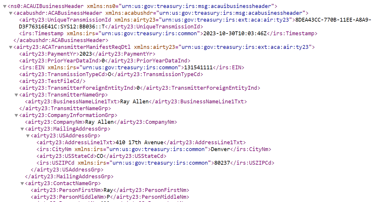 Target Manifest Data XML