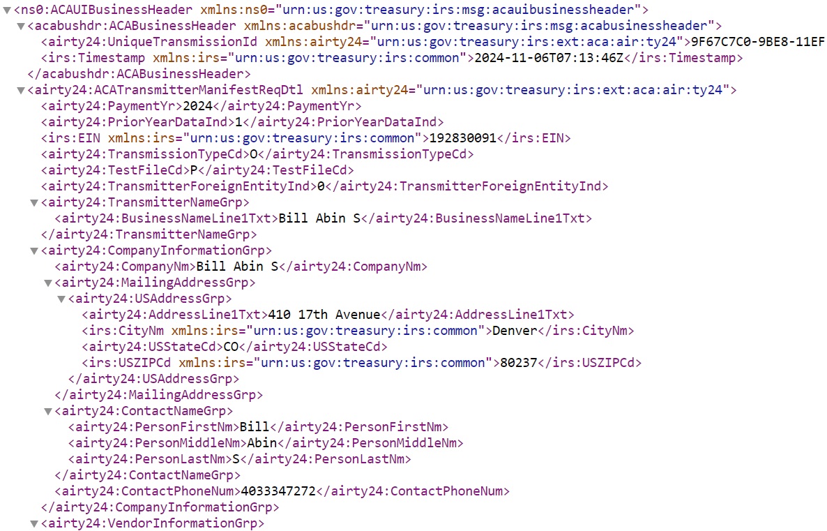 Target Manifest Data XML