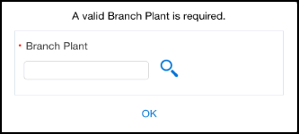 Enter Valid Branch/Plant