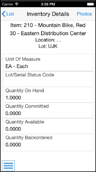 Inventory Availability: Inventory Details - Smartphone