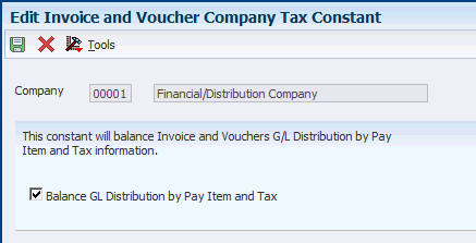 Edit Invoice and Voucher Company Tax Constant form.