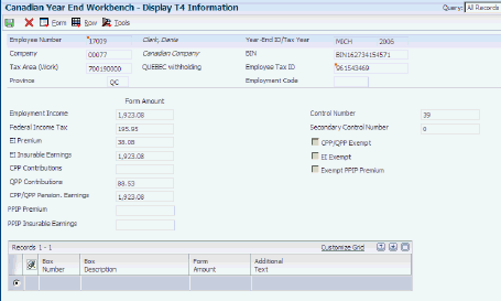 Display T4 Information form