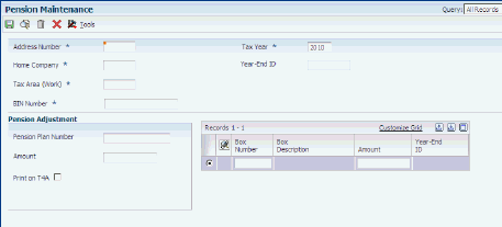 Pension Maintenance form