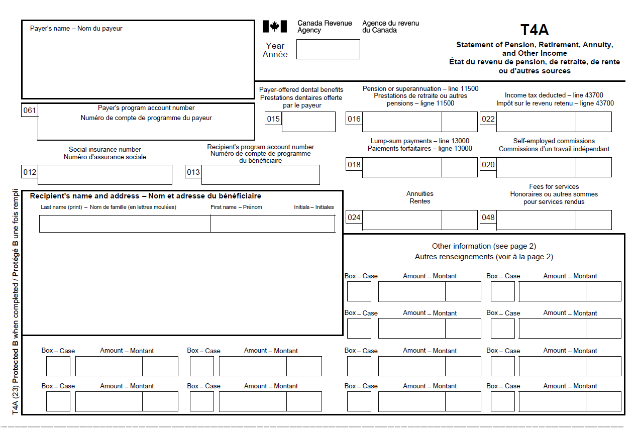 Example T4A form