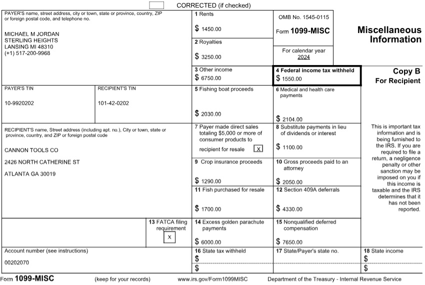 Example of the 1099-MISC form for 2024.