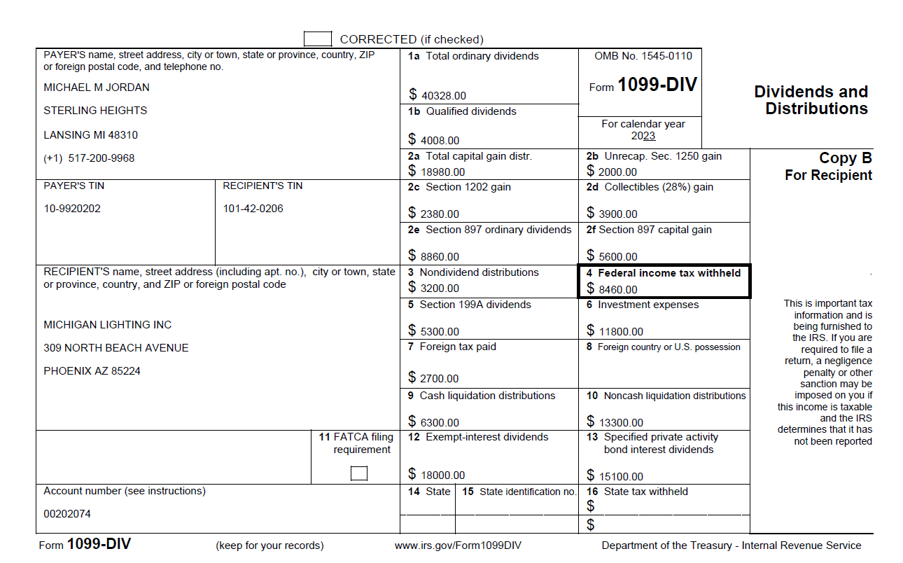 Example of the 1099-DIV form for 2023.