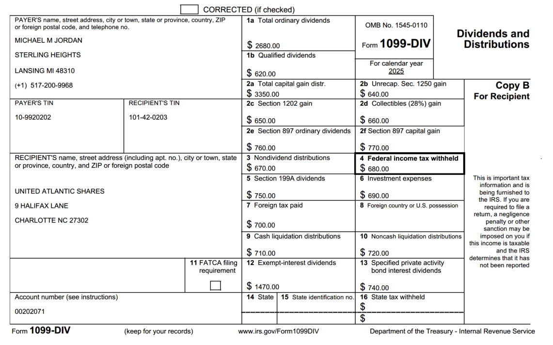 Example of the 1099-DIV form for 2025.