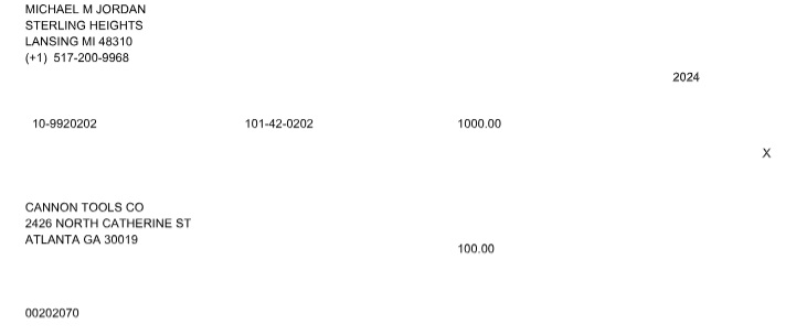 Example of the 1099-NEC form for 2024- Preprinted Version.
