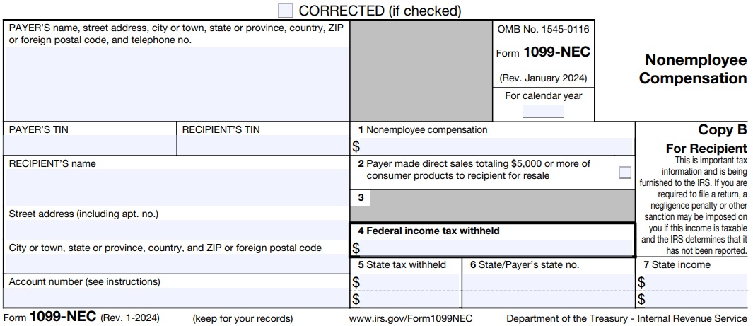 1099-NEC example form.