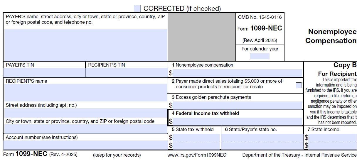 1099-NEC example form.