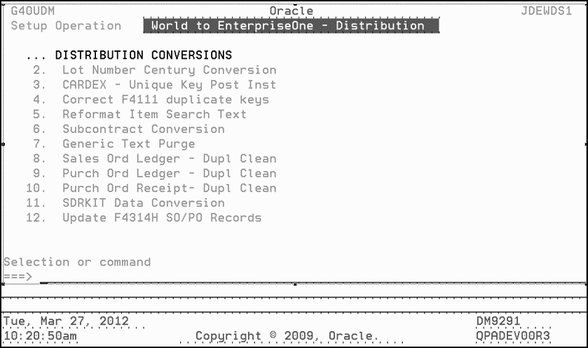 This graphic describes the Distribution Conversions menu