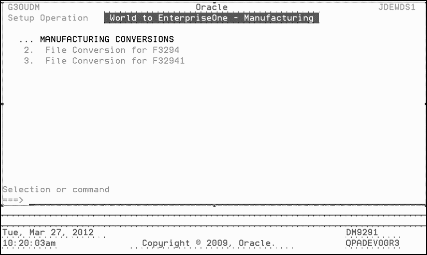 This graphic describes the Manufacturing Conversions menu