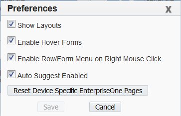 Personal Preferences Dialog box, Simplified Mode