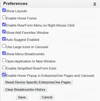 Personal Preferences Dialog Box, Standard Mode