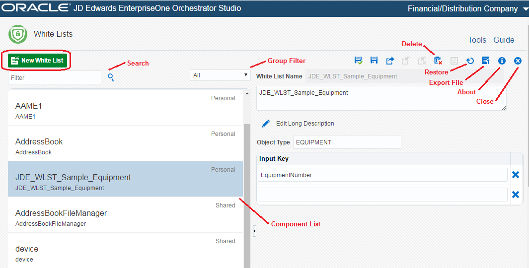 Orchestrator Studio Design Page Features