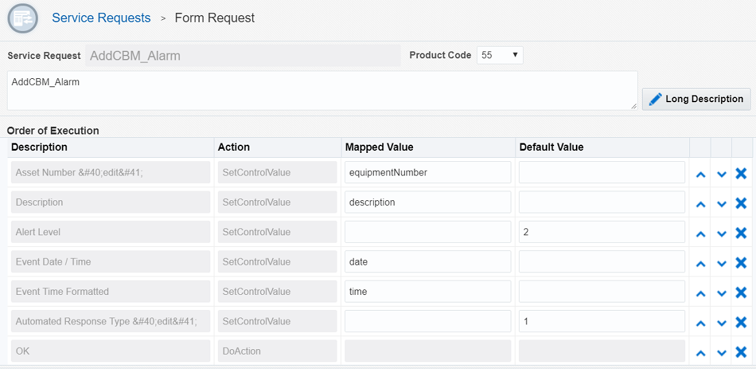 Order of Execution in the Service Request Design Page