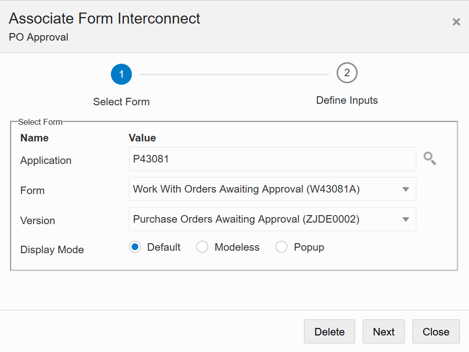 Associate Form Interconnect Wizard