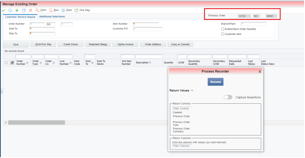 Process Recorder - Return Values