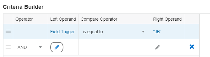 Criteria Builder
                      Window