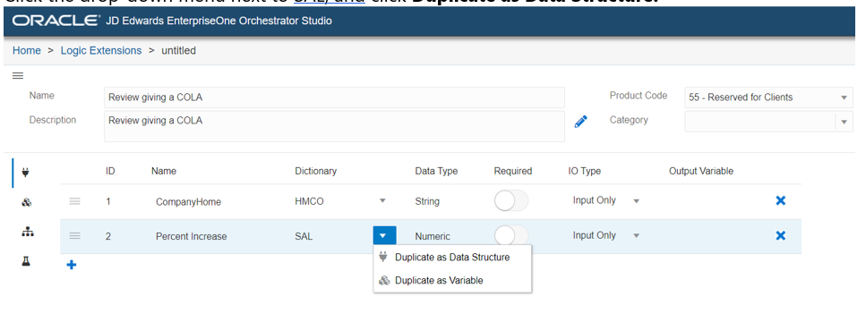 Duplicate as Data Structure Option