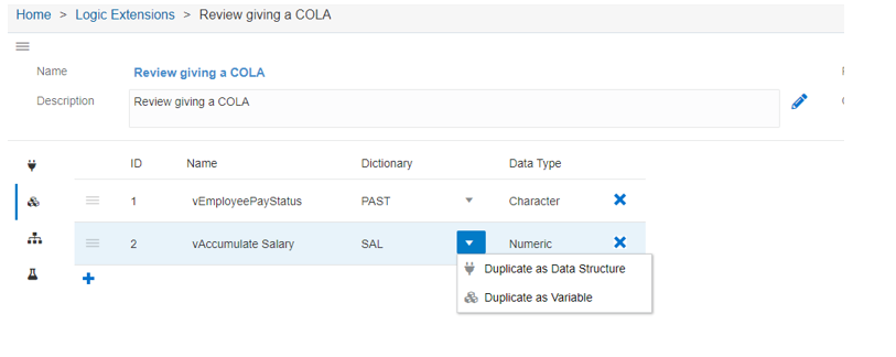 Duplicate as Variable Option