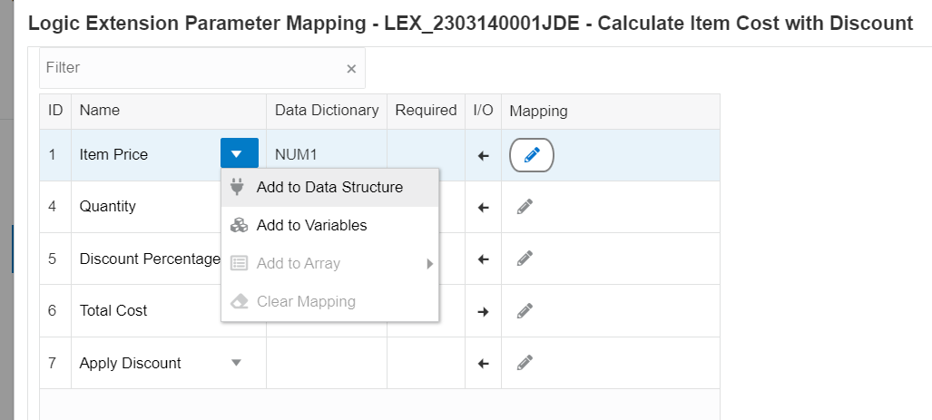 Logic Extension
                        Parameter Mapping Window