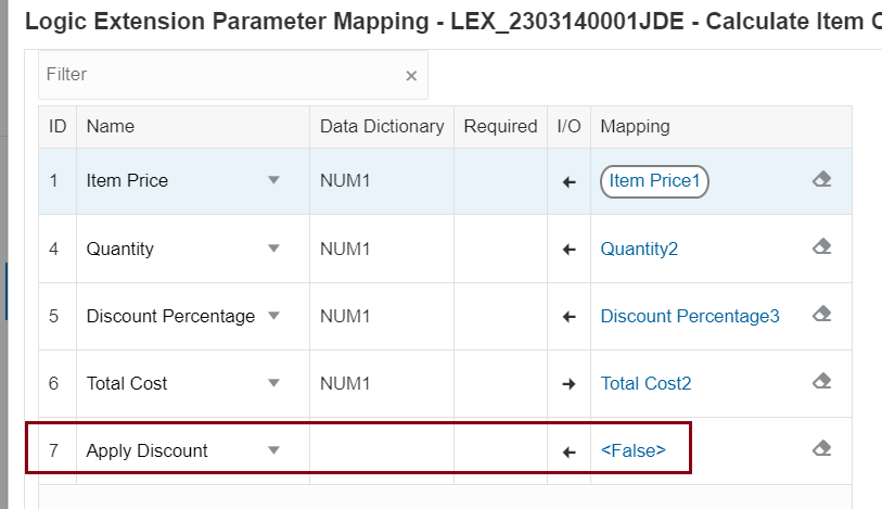 Logic
                      Extension Parameter Mapping Window