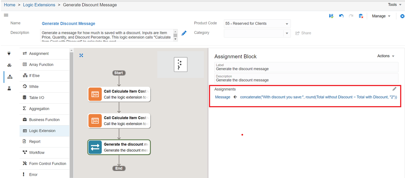 Generate Discount
                      Message Logic Extension