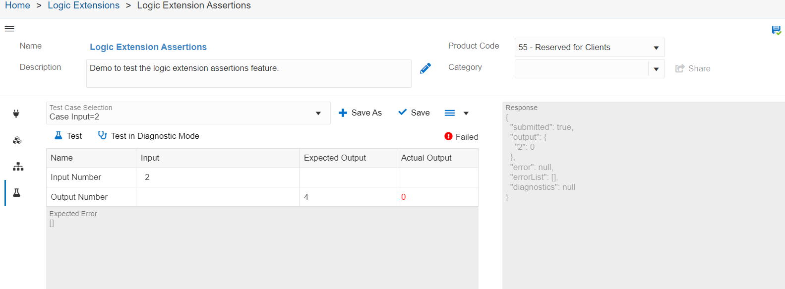 Logic
                      Extension Assertions: Test Tab