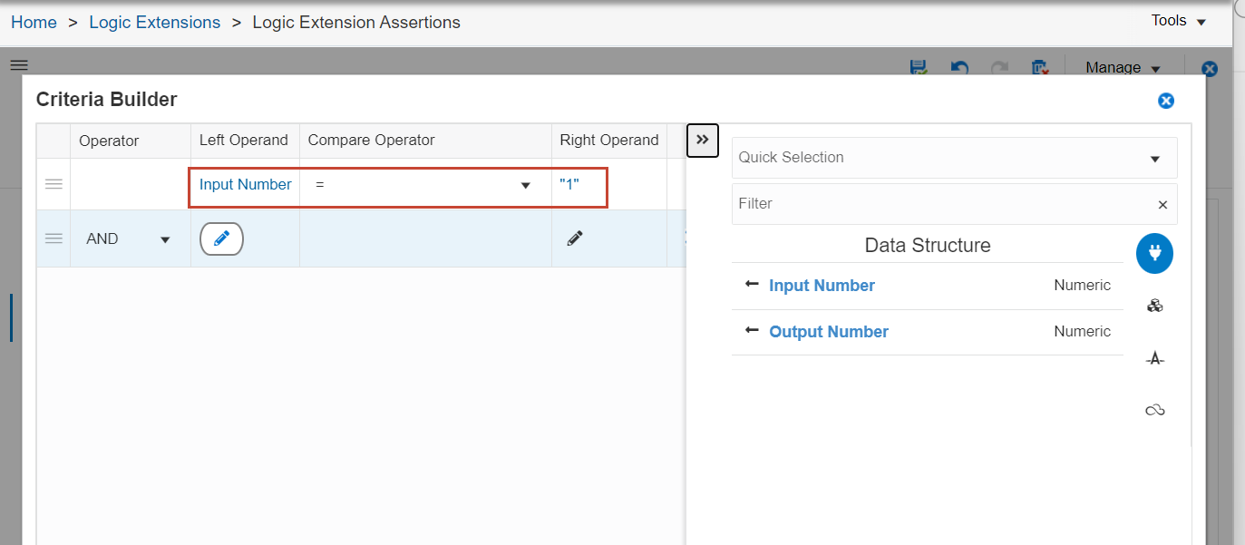 Criteria
                      Builder Window