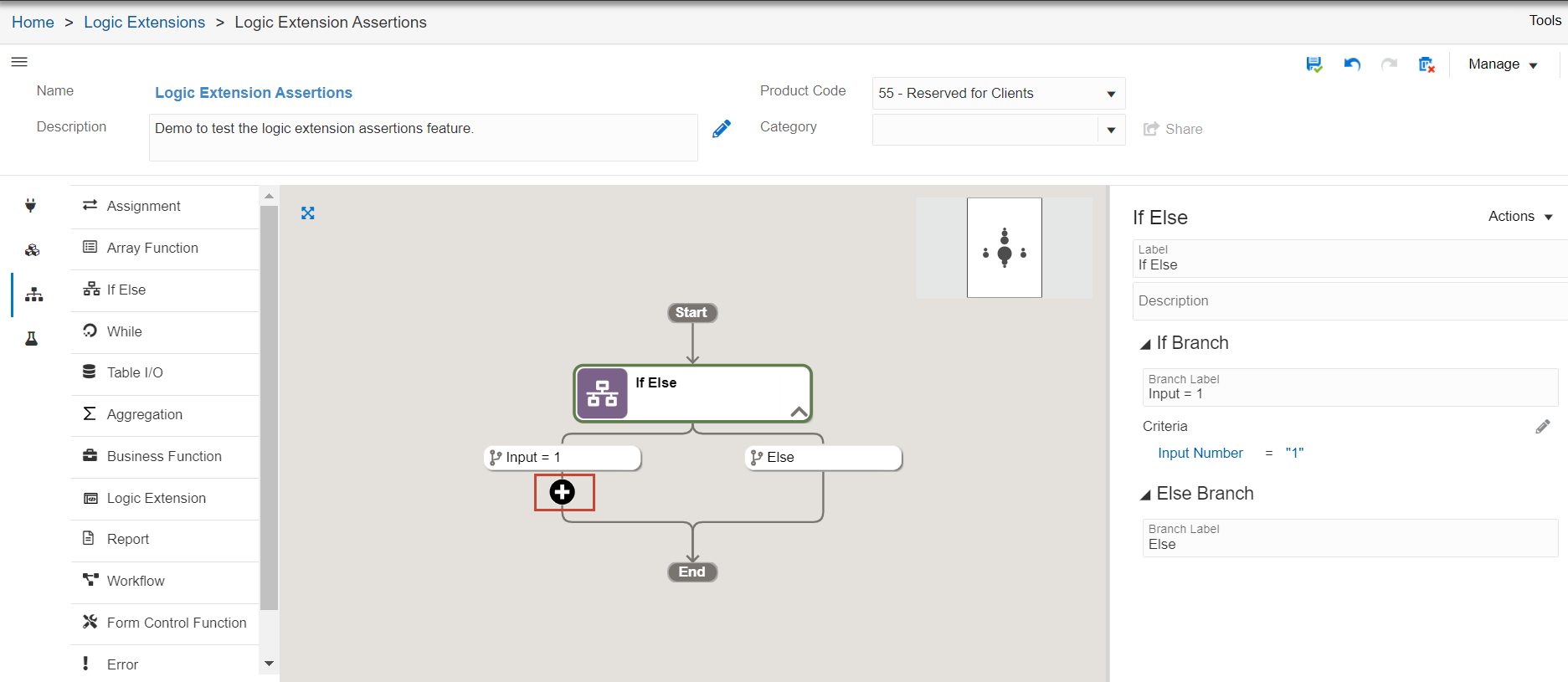 If Branch
                      Criteria: Input Number = 1