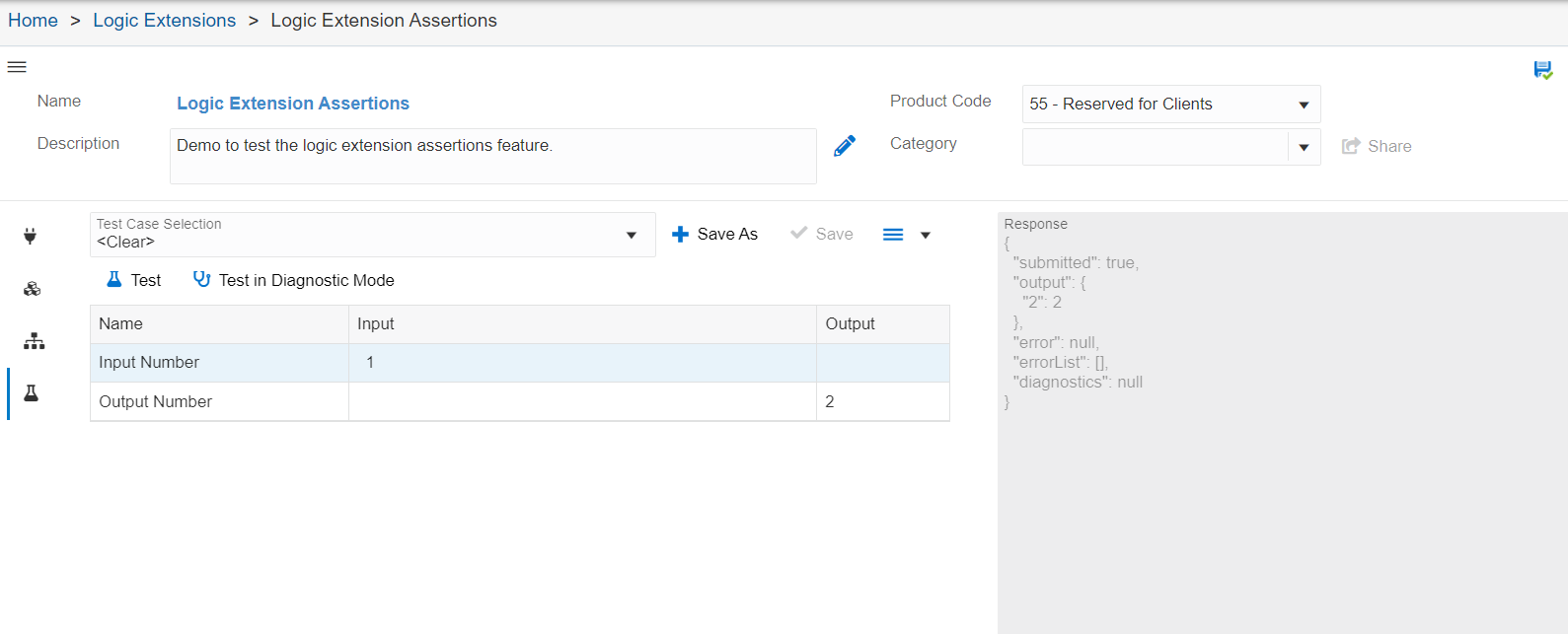 Logic
                      Extension Assertions Test Tab