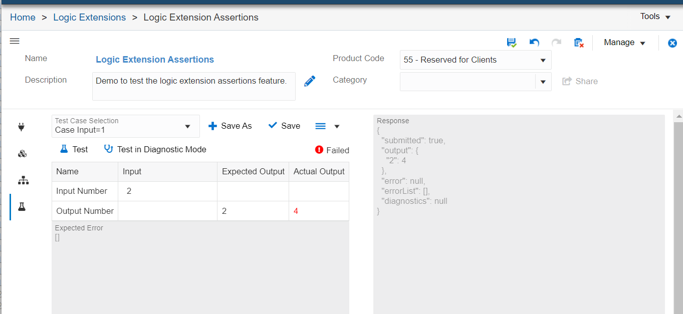 Logic
                      Extension Assertions: Test Tab