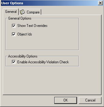 User Options, Enable Accessibility Violation Check.