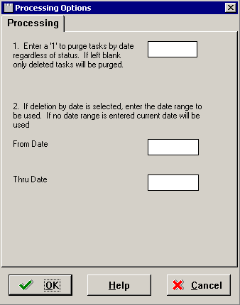 Purge Completed Tasks (R01131P) Processing Options