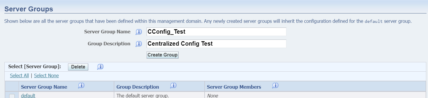 Creating a server group