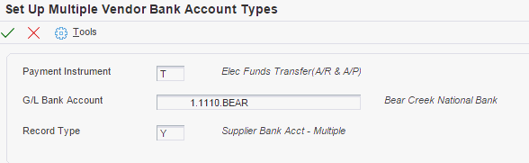 Set Up Multiple Vendor Bank Account Types form
