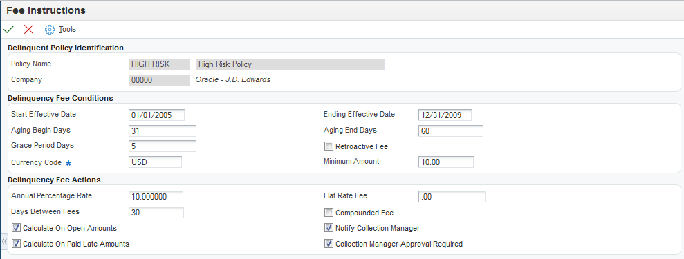 Fee Instructions form